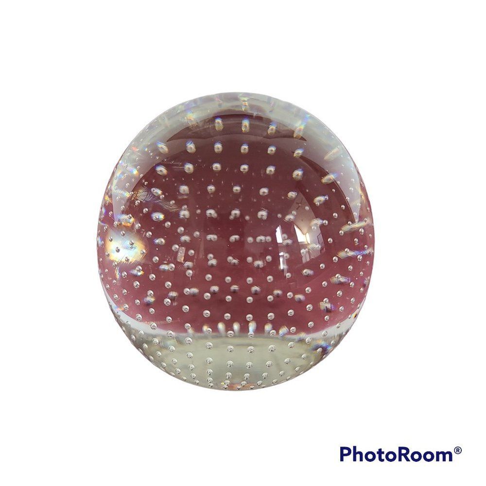 Clear Glass Paperweight Precision Controlled Bubbles in Alignment Vintage